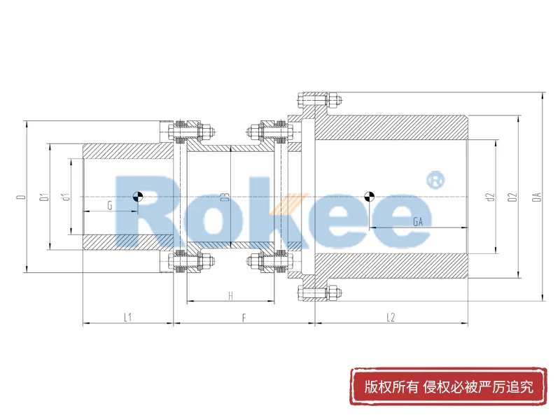 RLAF大小轴装金属膜片联轴器,锁紧盘膜片联轴器厂商,Rokee