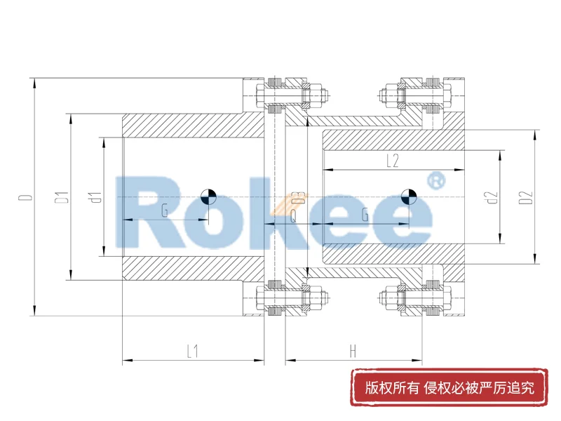 RLAR单轴套反装金属膜片联轴器,锁紧盘膜片联轴器厂商,Rokee