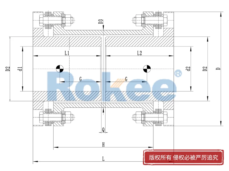 RLARD双轴套反装金属膜片联轴器,锁紧盘膜片联轴器厂商,Rokee