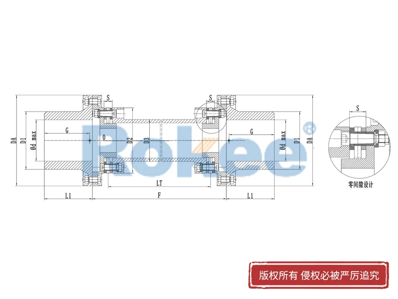 RLAT超长轴距金属膜片联轴器,锁紧盘膜片联轴器厂商,Rokee