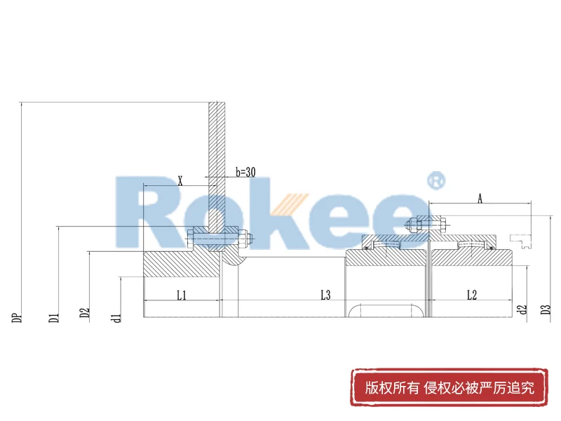 RODF带分体制动盘型鼓形齿式联轴器,尼龙套齿式联轴器制造厂家,Rokee