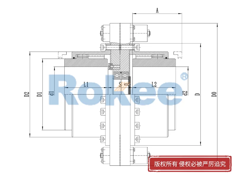 RODM扭力保护型鼓形齿式联轴器,尼龙套齿式联轴器制造厂家,Rokee