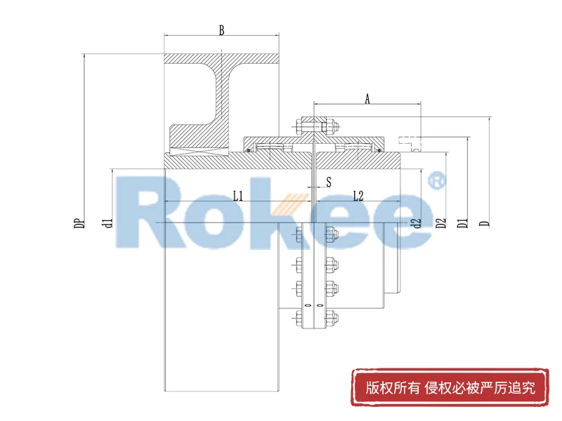 RODU制动轮型鼓形齿式联轴器,尼龙套齿式联轴器制造厂家,Rokee